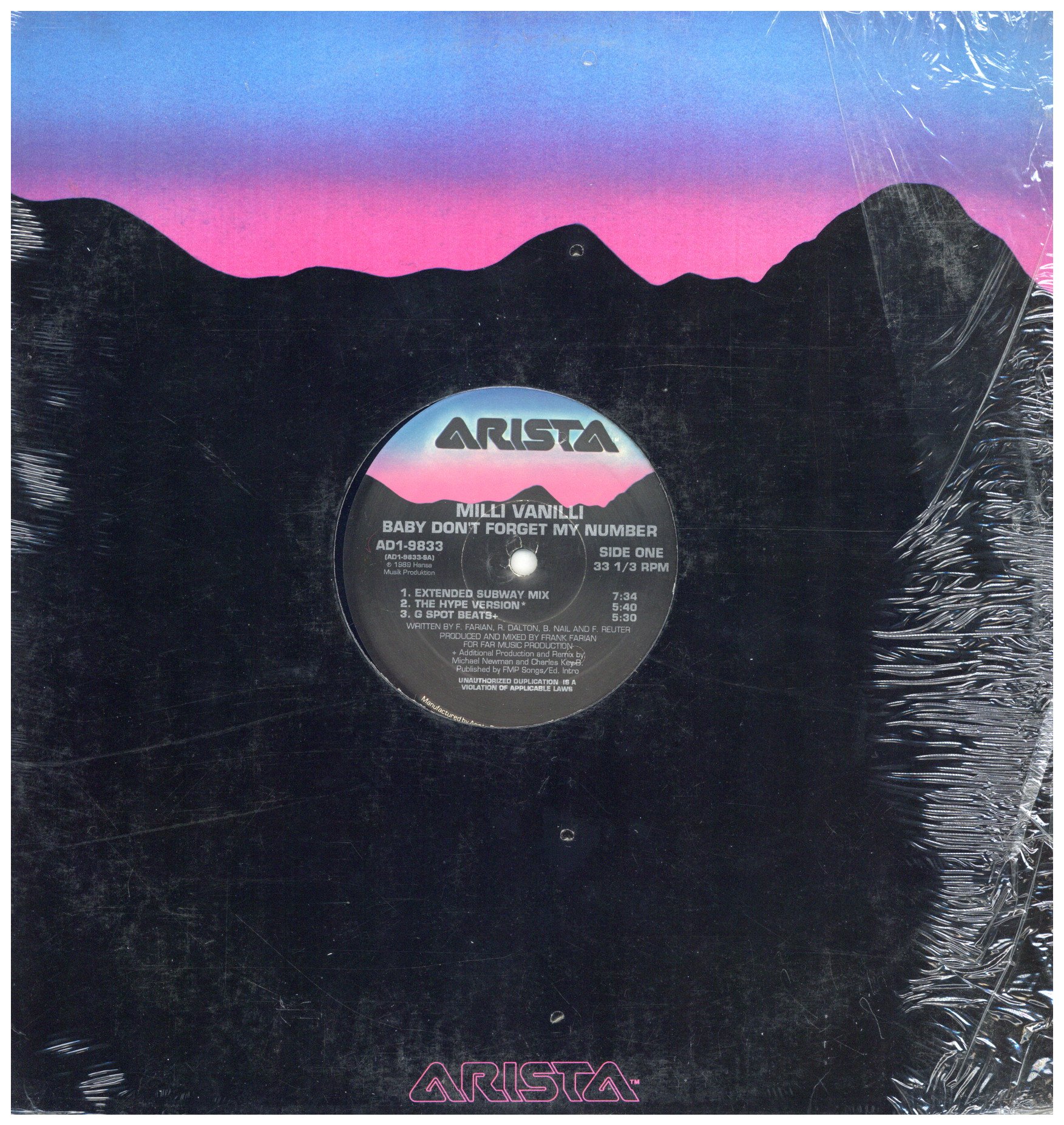 中古ﾚｺｰﾄﾞ MILLI VANILLI – BABY DON'T FORGET MY NUMBER – レコード